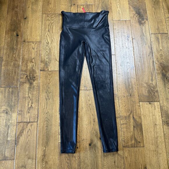 SPANXshape Faux Leather Leggings Black Womens Size Medium - Picture 2 of 9